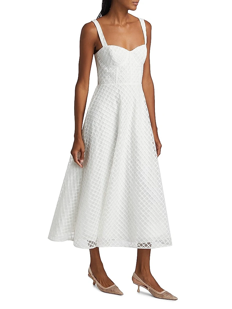 Aurele Tulle Fit & Flare Midi-Dress