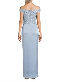 Beaded Off-the-Shoulder Column Gown