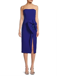 Strapless Bonded Crêpe Appliqué Cocktail Dress