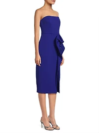 Strapless Bonded Crêpe Appliqué Cocktail Dress