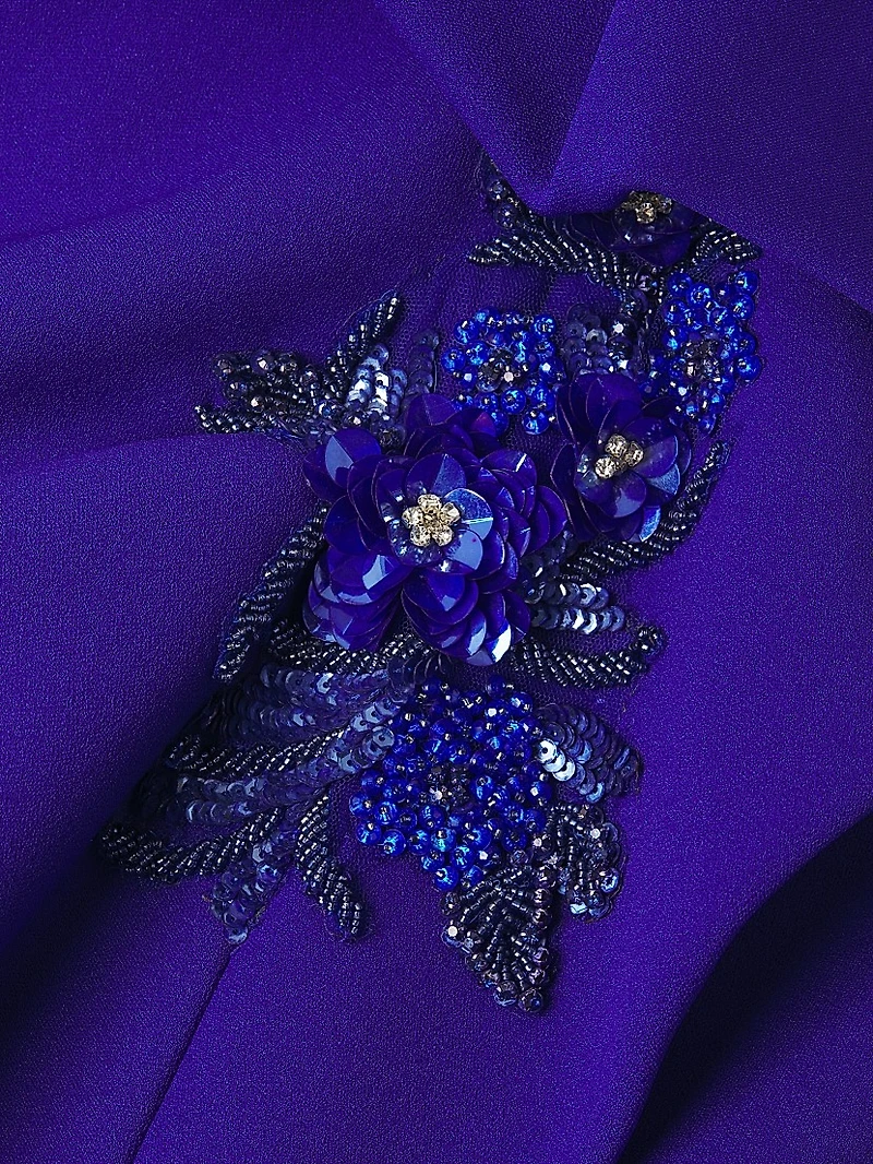 Strapless Bonded Crêpe Appliqué Cocktail Dress