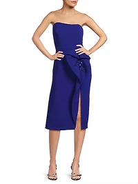 Strapless Bonded Crêpe Appliqué Cocktail Dress