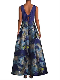 Floral Jacquard Sleeveless Ballgown