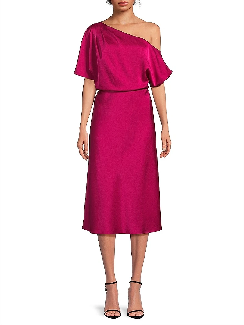 Satin One-Shoulder Cocktail Dress