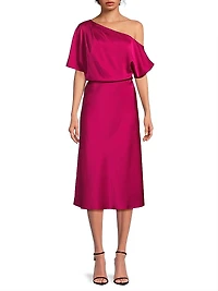 Satin One-Shoulder Cocktail Dress