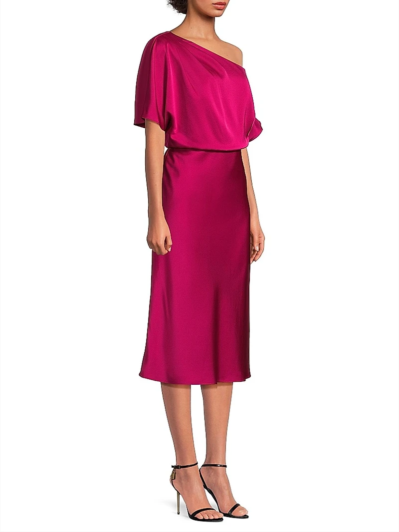 Satin One-Shoulder Cocktail Dress