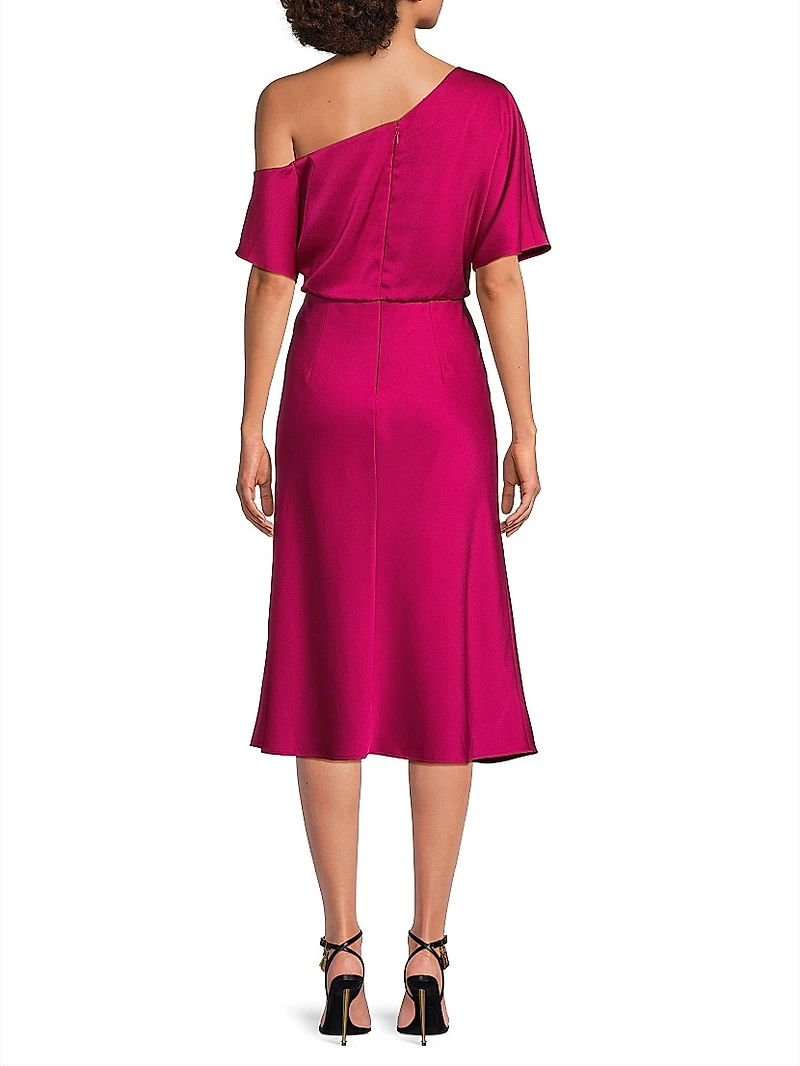 Satin One-Shoulder Cocktail Dress