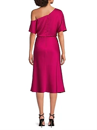 Satin One-Shoulder Cocktail Dress