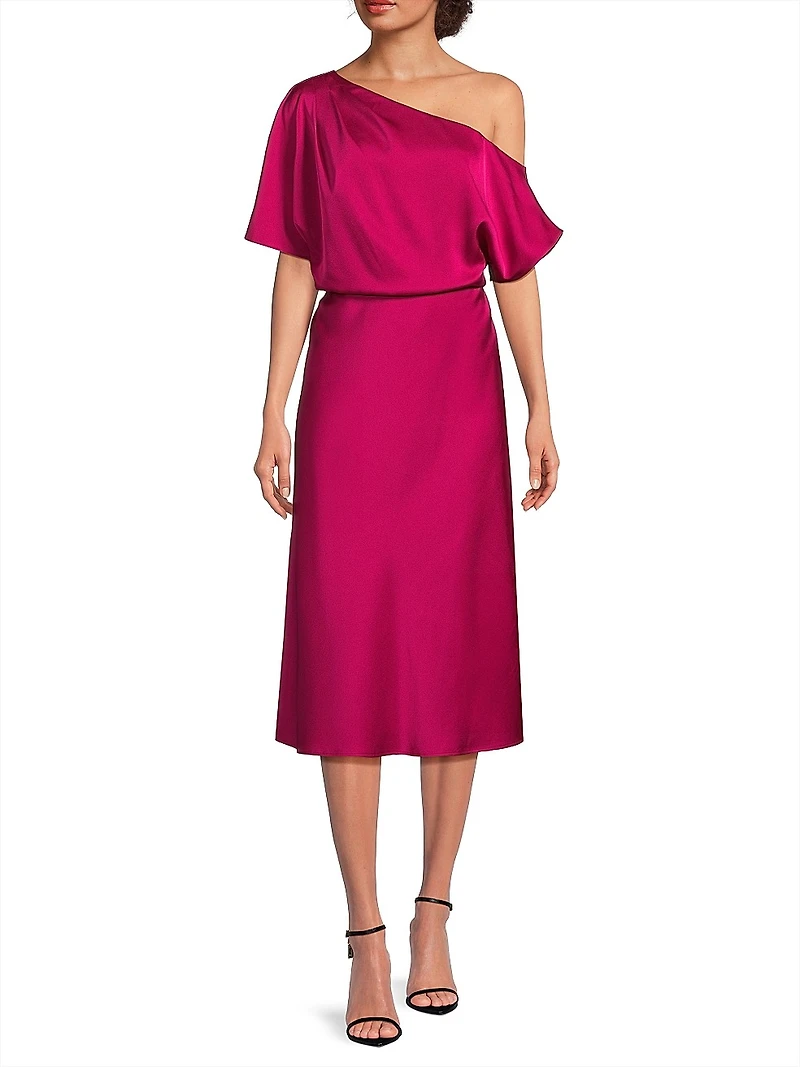 Satin One-Shoulder Cocktail Dress