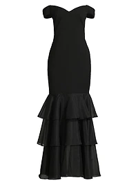 Bonded Crêpe Off-the-Shoulder Mermaid Gown