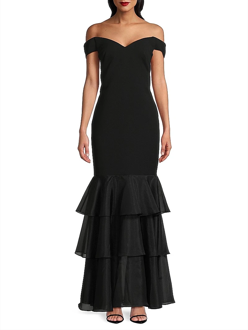 Bonded Crêpe Off-the-Shoulder Mermaid Gown
