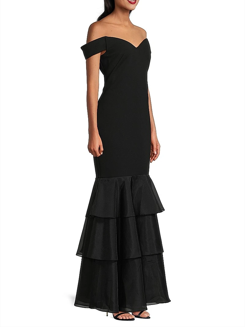 Bonded Crêpe Off-the-Shoulder Mermaid Gown