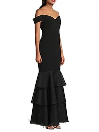 Bonded Crêpe Off-the-Shoulder Mermaid Gown