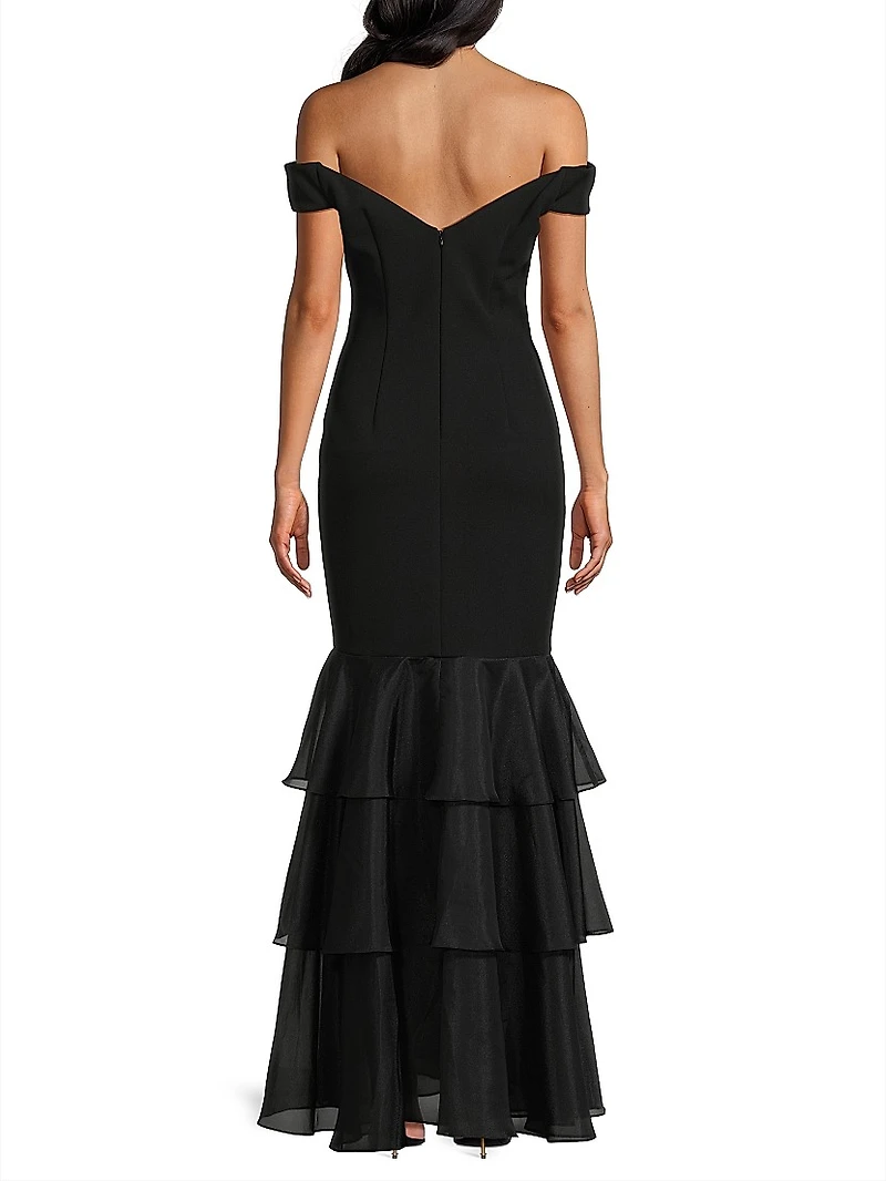 Bonded Crêpe Off-the-Shoulder Mermaid Gown