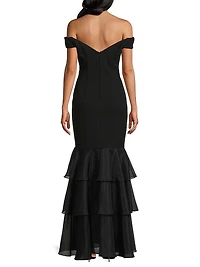 Bonded Crêpe Off-the-Shoulder Mermaid Gown