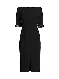 Stretch Crêpe Embellished Cocktail Dress