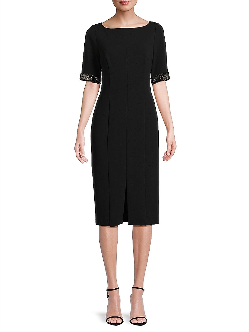 Stretch Crêpe Embellished Cocktail Dress