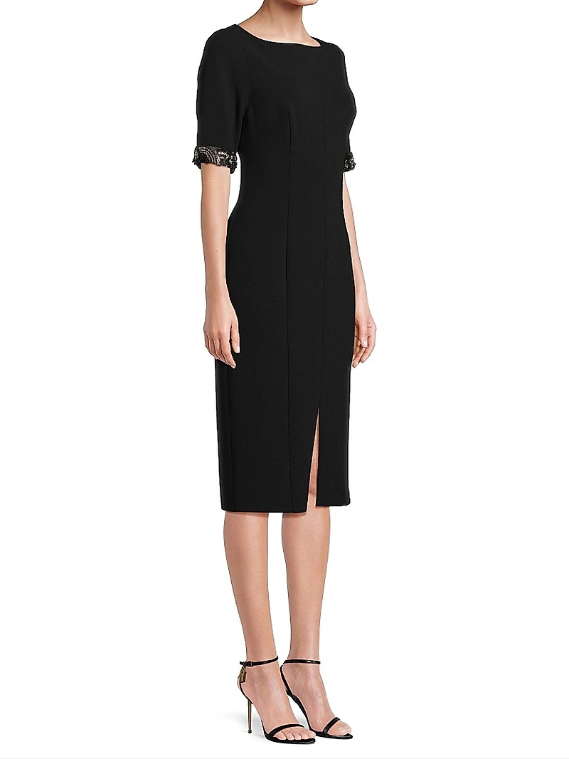 Stretch Crêpe Embellished Cocktail Dress