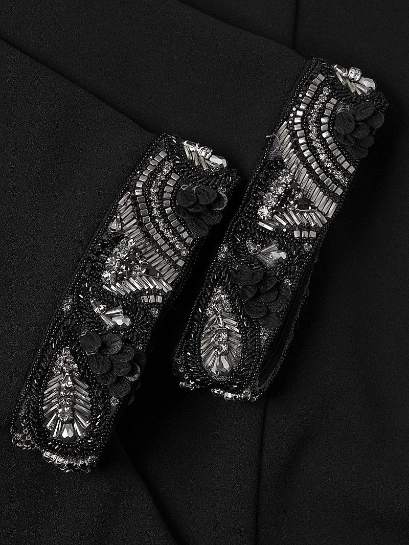 Stretch Crêpe Embellished Cocktail Dress