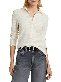 Julia Pointelle-Knit Polo