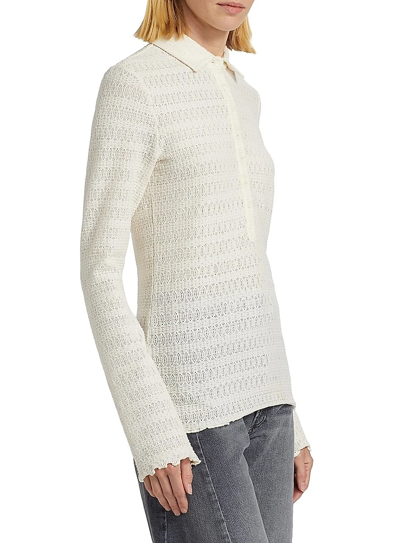Julia Pointelle-Knit Polo