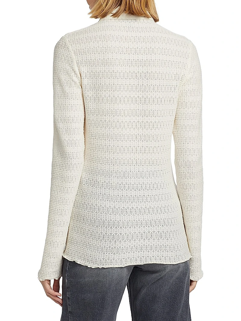 Julia Pointelle-Knit Polo