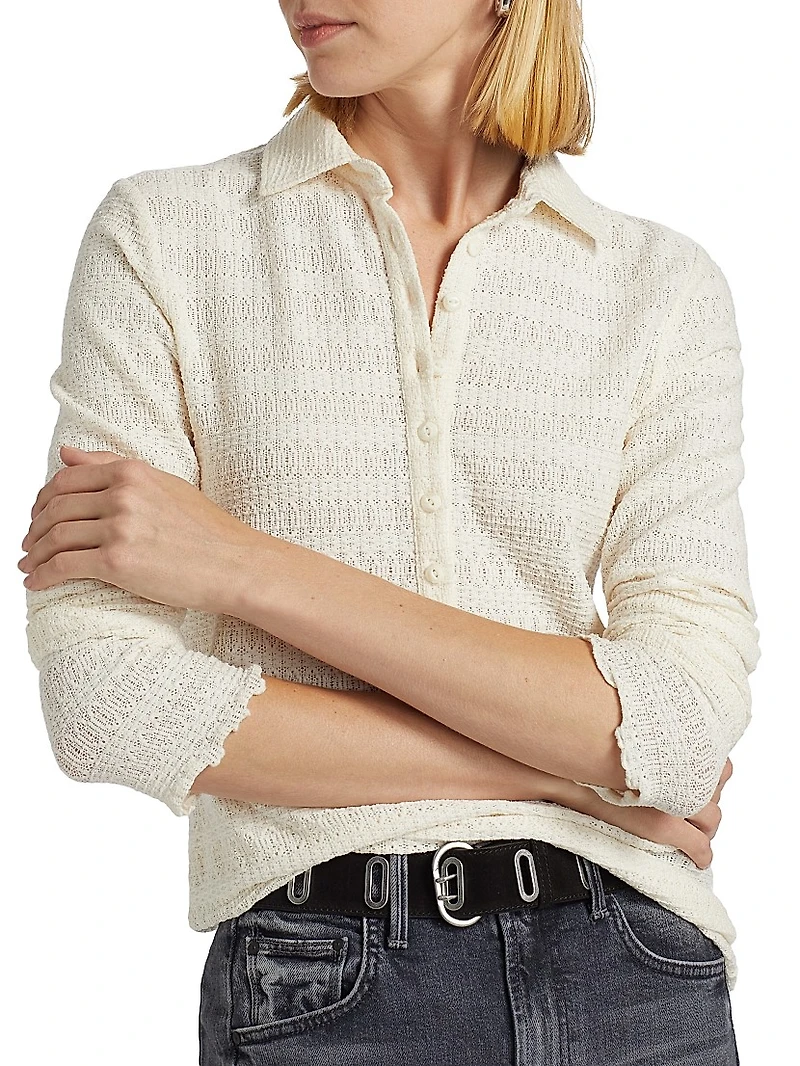 Julia Pointelle-Knit Polo