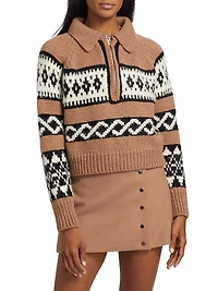 Carter Intarsia Merino-Wool Half-Zip Sweater