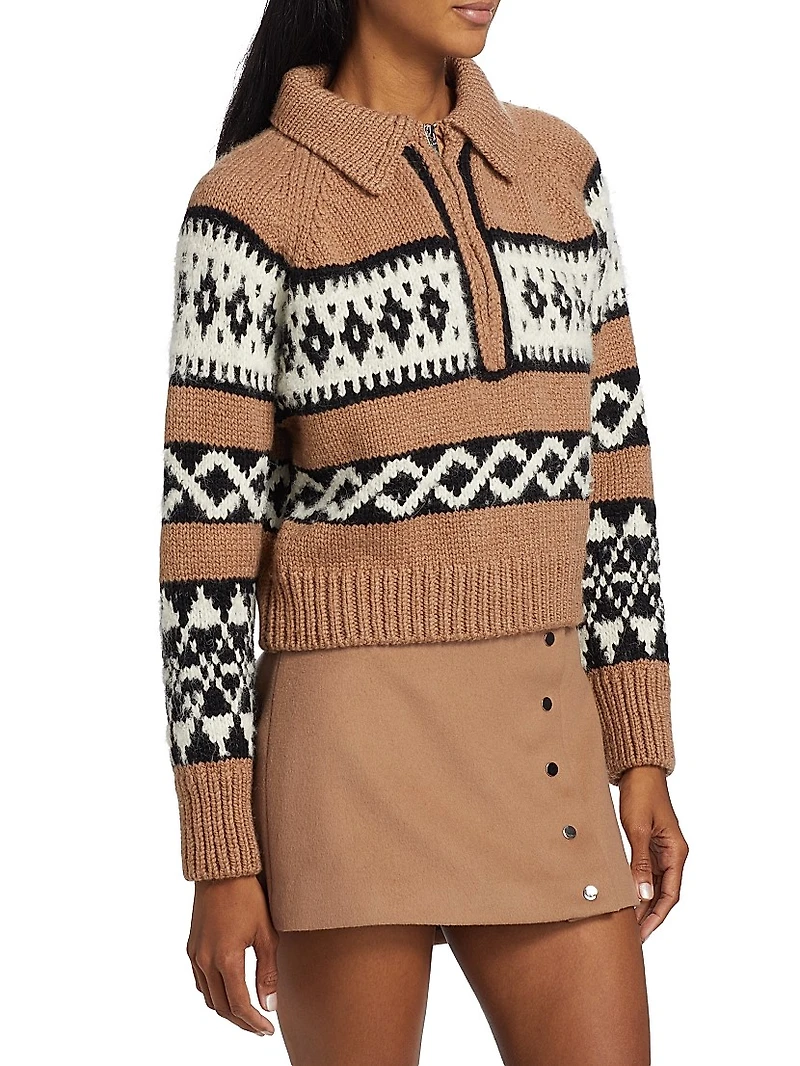 Carter Intarsia Merino-Wool Half-Zip Sweater