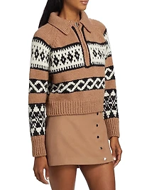 Carter Intarsia Merino-Wool Half-Zip Sweater