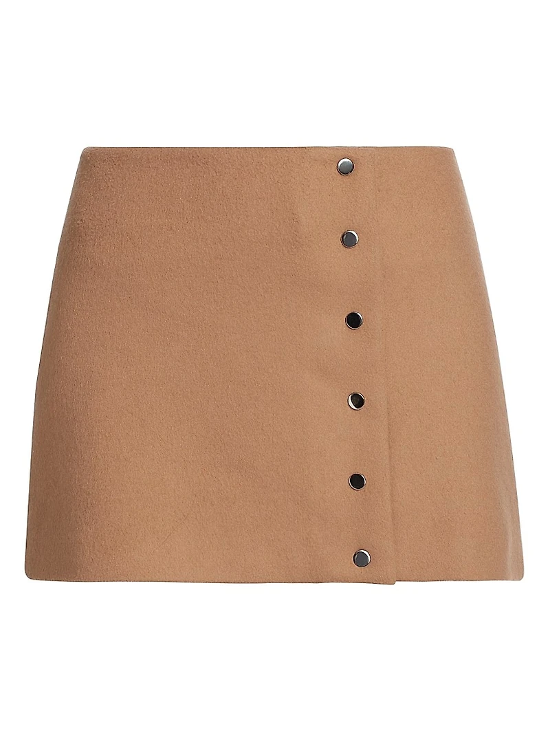 May Wool-Blend Faux-Wrap Miniskirt