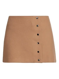 May Wool-Blend Faux-Wrap Miniskirt