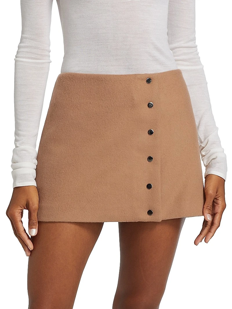 May Wool-Blend Faux-Wrap Miniskirt