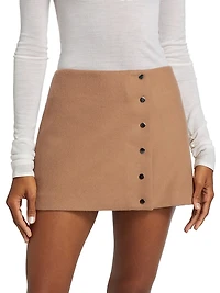 May Wool-Blend Faux-Wrap Miniskirt