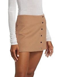 May Wool-Blend Faux-Wrap Miniskirt