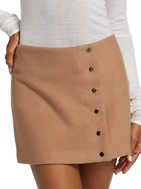 May Wool-Blend Faux-Wrap Miniskirt