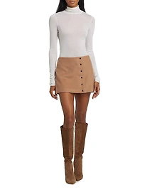 May Wool-Blend Faux-Wrap Miniskirt