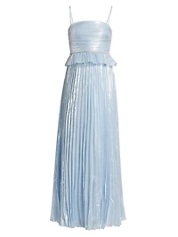 Metallic Pleated Gown