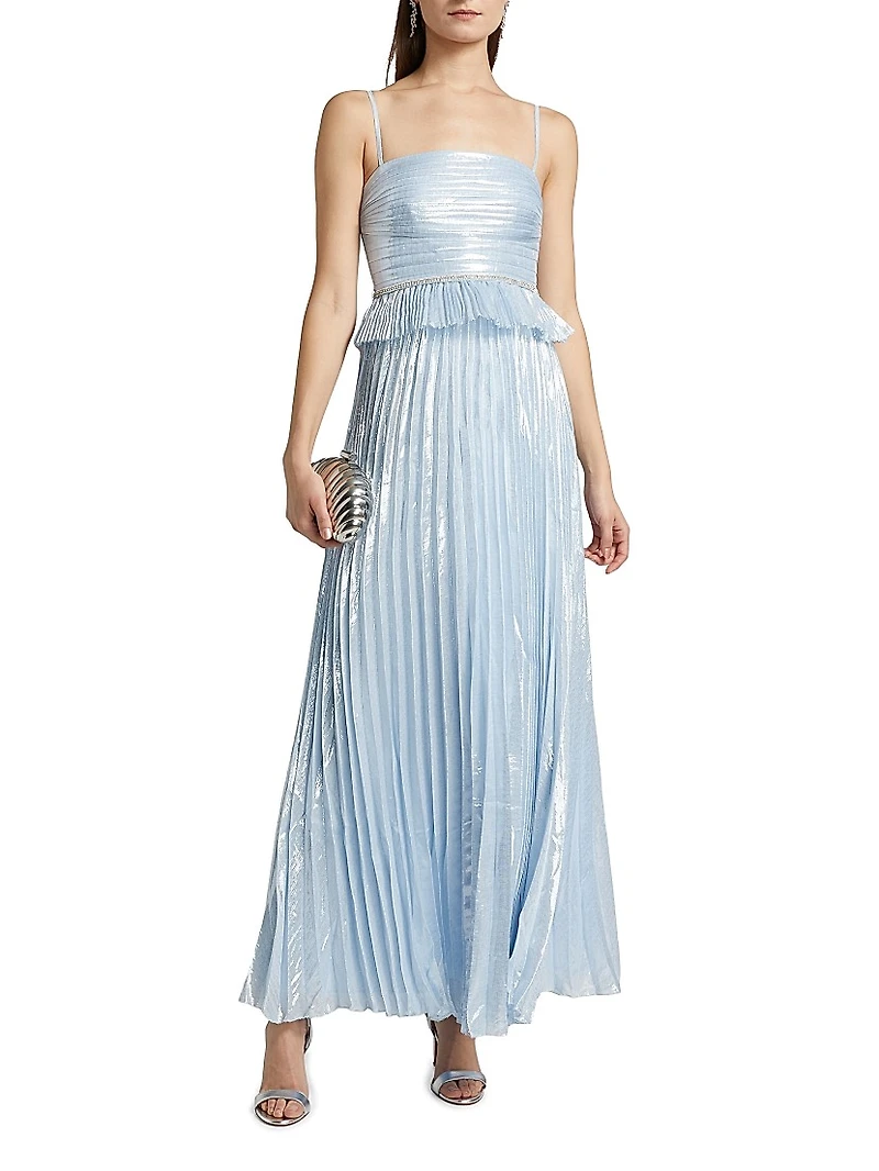 Metallic Pleated Gown