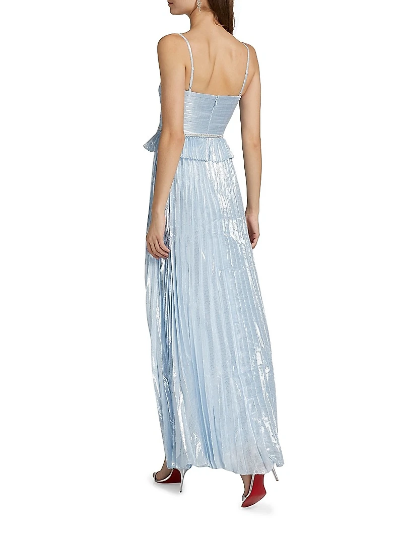 Metallic Pleated Gown