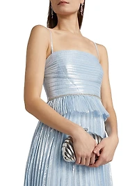 Metallic Pleated Gown