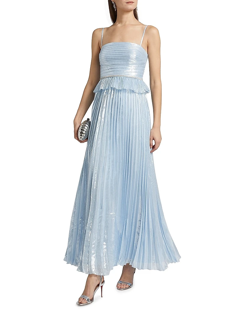 Metallic Pleated Gown