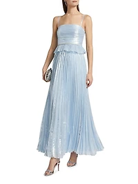 Metallic Pleated Gown