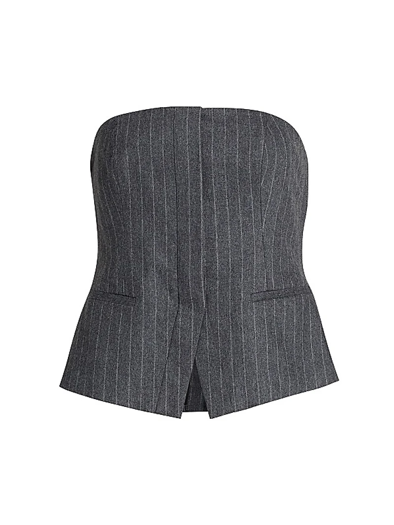 Renee Pinstriped Wool-Blend Corset Top