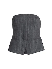 Renee Pinstriped Wool-Blend Corset Top