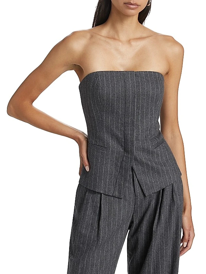 Renee Pinstriped Wool-Blend Corset Top