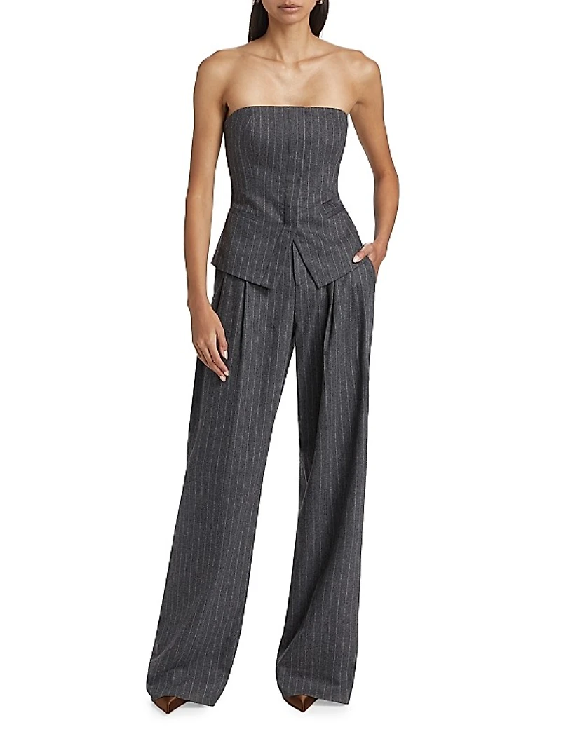 Renee Pinstriped Wool-Blend Corset Top