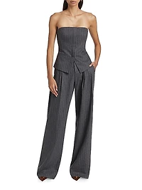 Renee Pinstriped Wool-Blend Corset Top