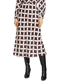 Heidi Basketweave-Print Midi-Skirt