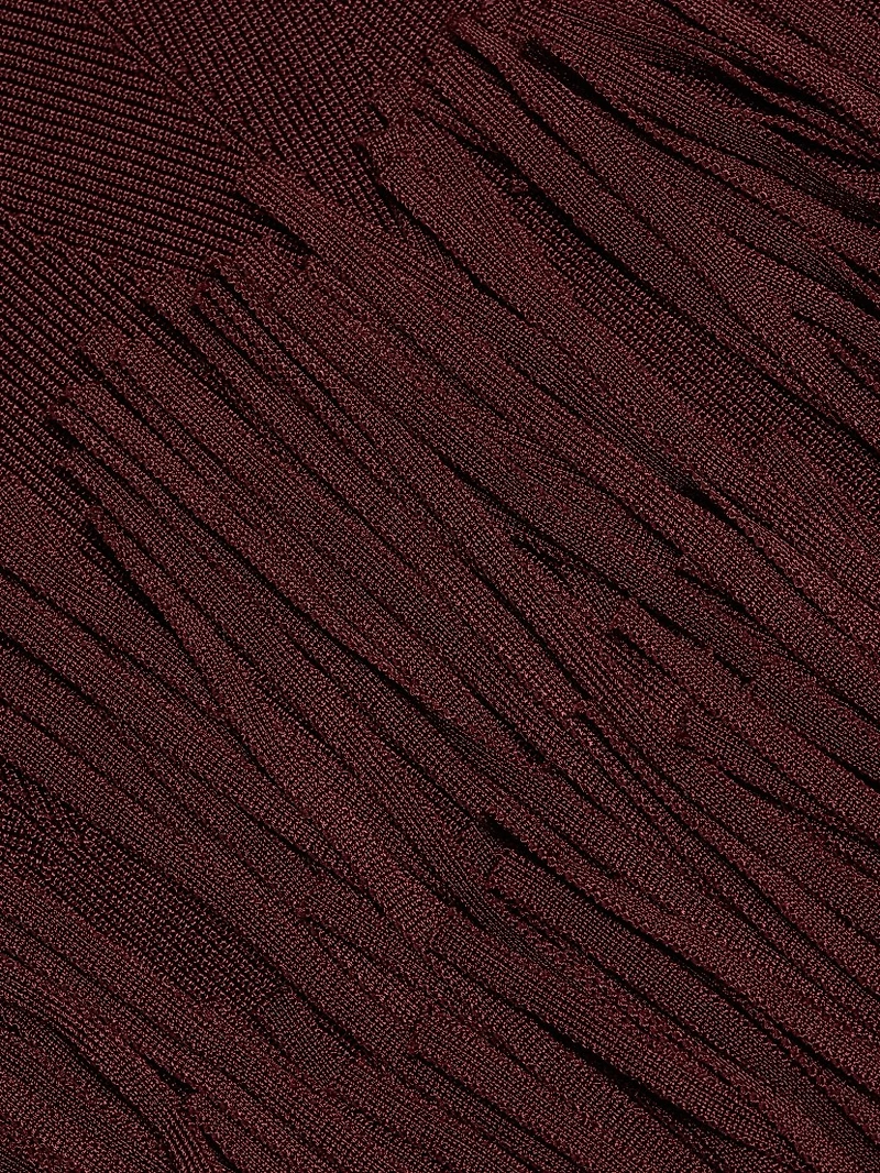 Mila Fringe Knit Long-Sleeve Midi-Dress